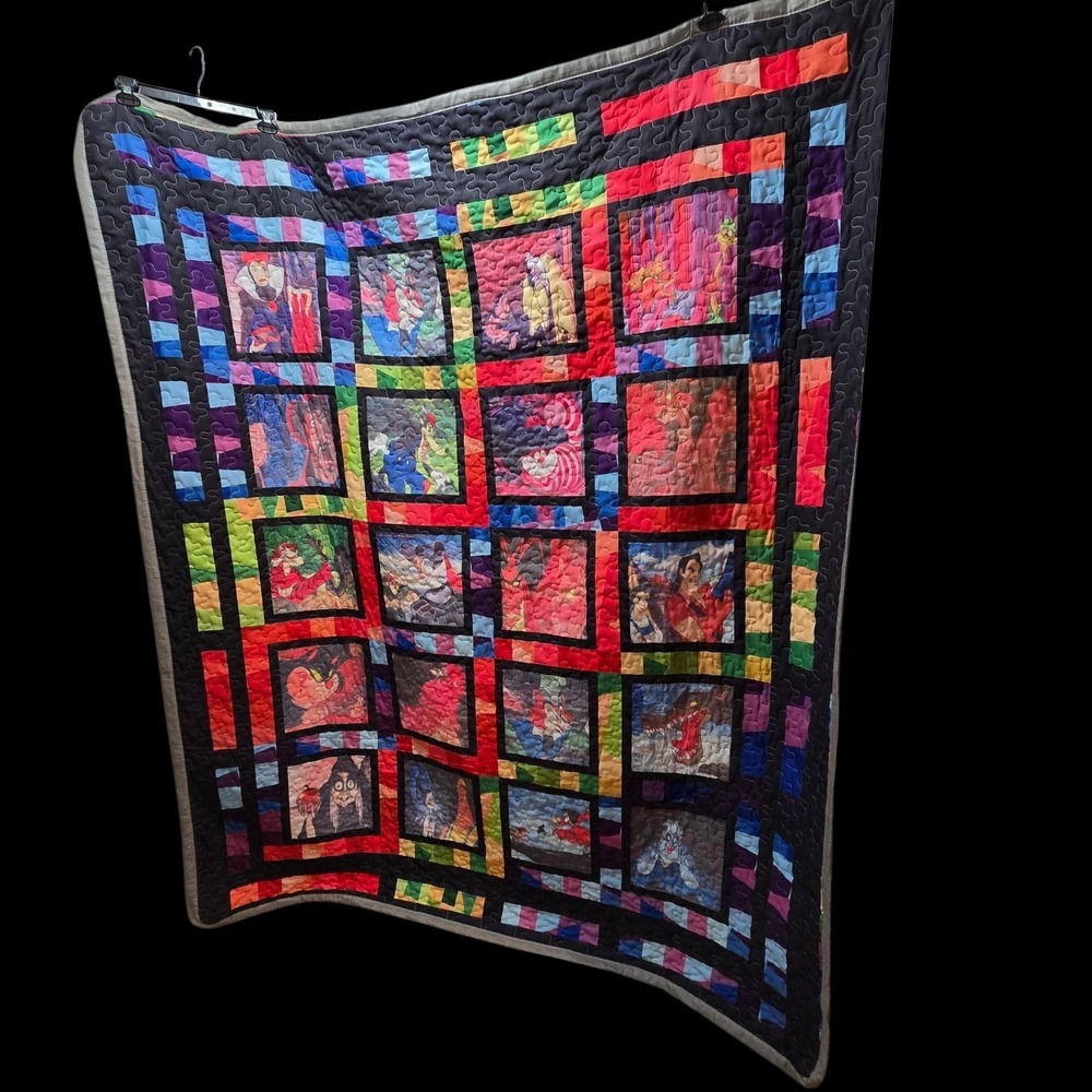 Disney Villains Handmade Quilt 67x80 Lightweight Stipple Longarm Rare